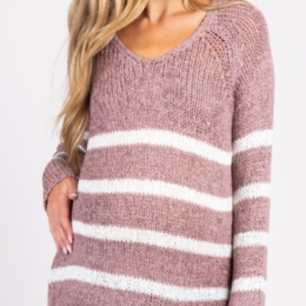 Mauve striped maternity sweater